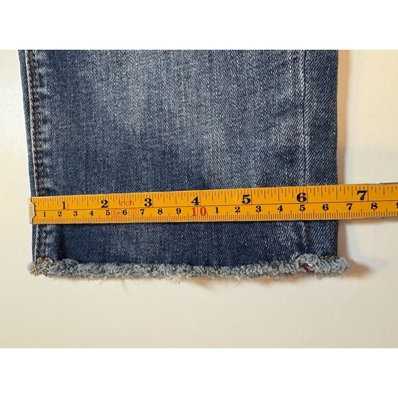American Eagle TomGirl Jeans Womens 10 Blue Denim Stretch Distressed Button Fly - Picture 6 of 13